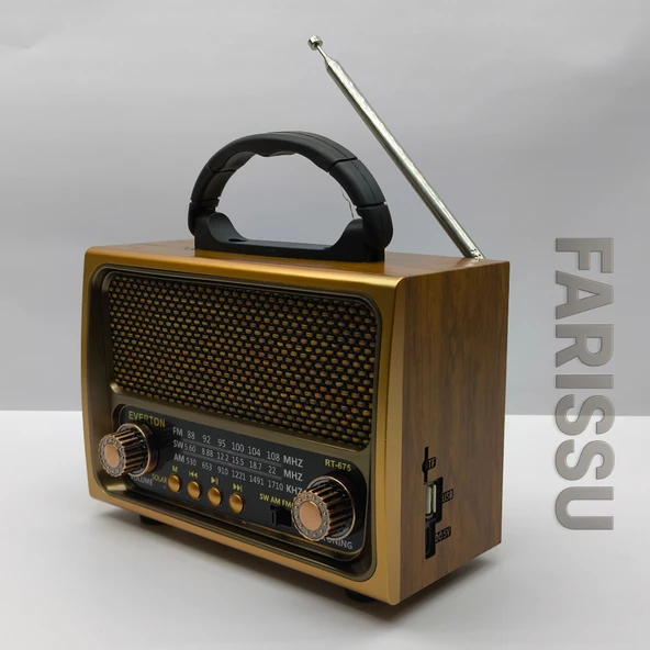 RT-675 Retro Tasarımlı Dünya Alıcısı FM/AM/SW 3 Bant Radyo, Bluetooth Hoparlör, USB/TF MP3 - 4
