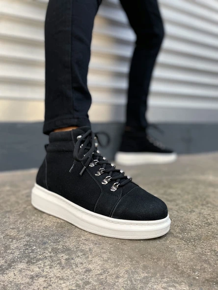 Atto Bağcıklı Ortopedik Taban Süet Erkek Spor Bot SBT - Siyah - 2