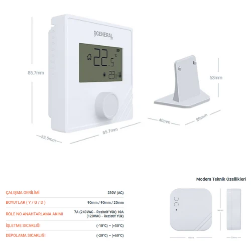 General Mitra HT25 RF Kablosuz Oda Termostat - 4