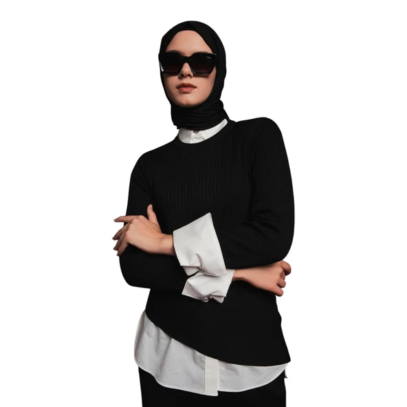 Asimetrik Kesim Çizgi Detaylı Etekli Takım 25YTD6119 - Resim 6