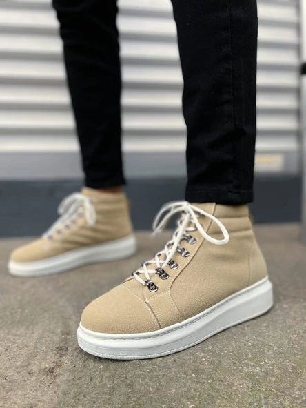 Atto Bağcıklı Ortopedik Taban Süet Erkek Spor Bot SBT - Krem - 3