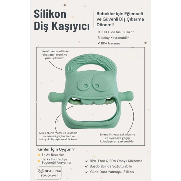 Koyu Yeşil Bebek Silikon Diş Kaşıyıcı - 3