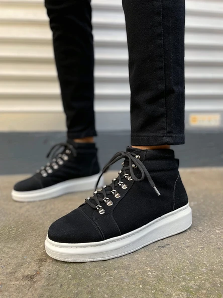 Atto Bağcıklı Ortopedik Taban Süet Erkek Spor Bot SBT - Siyah - 3