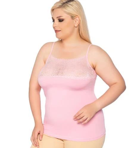 3 Adet Gümüş Bayan Önü Geniş Dantelli İp Askılı Atlet 4064 - Resim 6