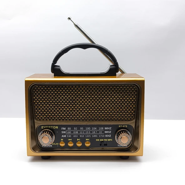 RT-675 Retro Tasarımlı Dünya Alıcısı FM/AM/SW 3 Bant Radyo, Bluetooth Hoparlör, USB/TF MP3 - 7