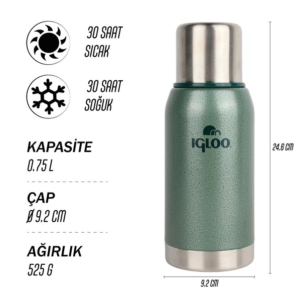 Igloo Legend Klasik Termos Yeşil 750ml 30 Saat Sıcak/30 Saat Soğuk Saklama - 5