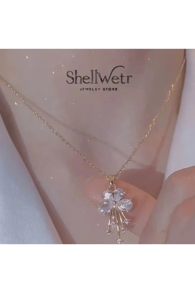 Miravia Altın Kaplama Parlak Taşlı Çiçekli Kadın Kolye ürün görseli