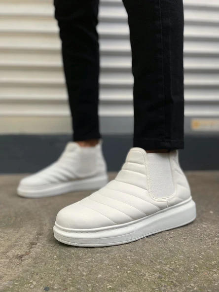 Otso Bağcıksız Ortopedik Taban Cilt Erkek Spor Bot CBT - Beyaz - 2