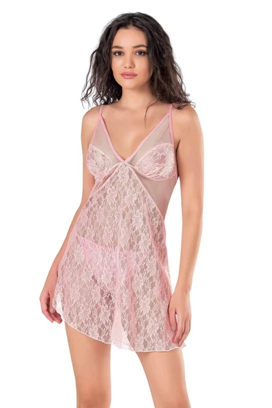 MDB MdbShop Pembe Kısa Tül Gecelik ürün görseli 1