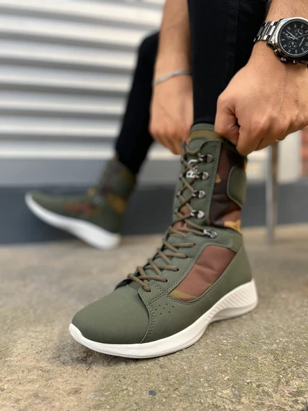 Otre Bağcıklı Ortopedik Taban Günlük Cilt Erkek Askeri Postal Bot CBT Haki - 3