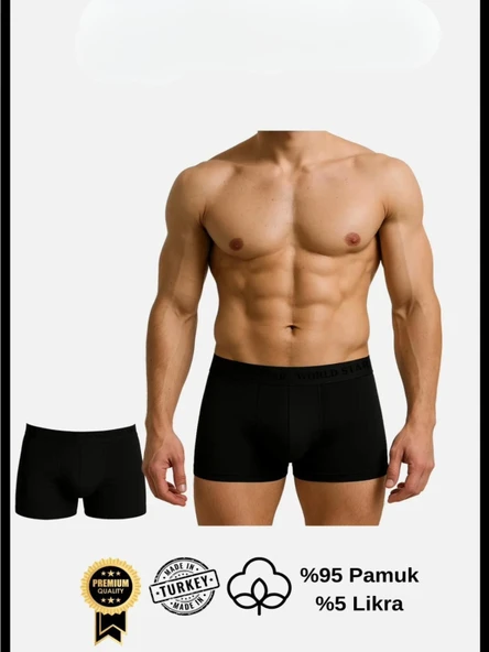 MDB MdbShop Pamuklu Düz Siyah Renk Erkek Boxer ürün görseli 1