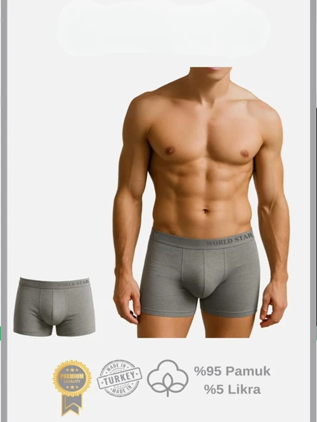 MDB MdbShop Pamuklu Düz Gri Renk Erkek Boxer ürün görseli 1