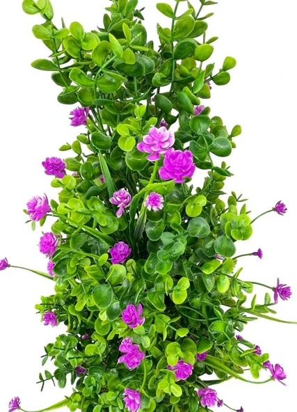 Yapay Çiçek Siyah Saksıda Mor Lotuslu Yeşil Şimşir Ağacı 70*30cm - Resim 2