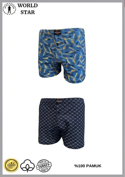 MDB MdbShop 2li Likralı Pamuklu Renkli Erkek Boxer ürün görseli 1