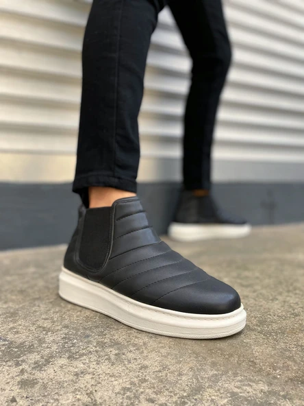 Otso Bağcıksız Ortopedik Taban Cilt Erkek Spor Bot CBT - Siyah - 2