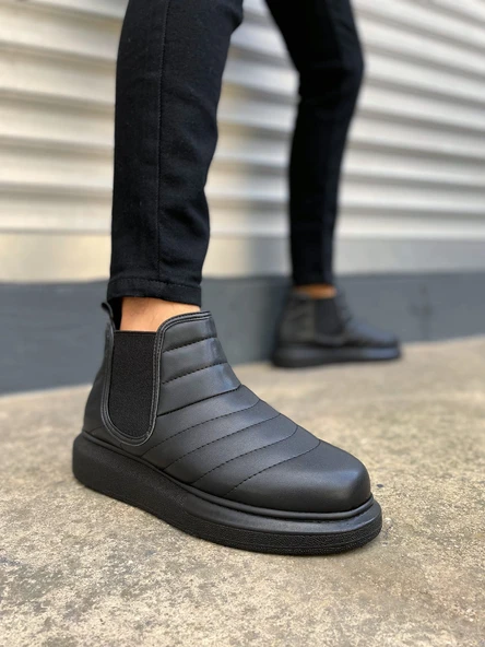 Otso Bağcıksız Ortopedik Taban Cilt Erkek Spor Bot CST - Siyah - 2