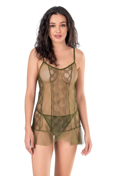 MDB MdbShop Haki Kısa Tül Gecelik ürün görseli 1