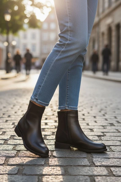 Solly ES140 Siyah Hakiki Deri Kadın Bot - Resim 7