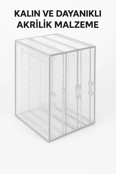 192 Bölmeli Şeffaf Akrilik Takı Düzenleyici Organizer – Küpe, Kolye ve Yüzük Saklama Kutusu - 2