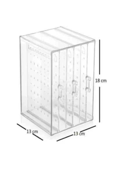 192 Bölmeli Şeffaf Akrilik Takı Düzenleyici Organizer – Küpe, Kolye ve Yüzük Saklama Kutusu - 4