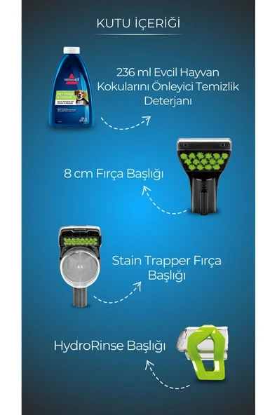 Bissell SpotClean Pet Plus Evcil Hayvanlı Evlere Özel Halı – Koltuk Yıkama ve Leke Çıkarma Makinesi - Resim 3