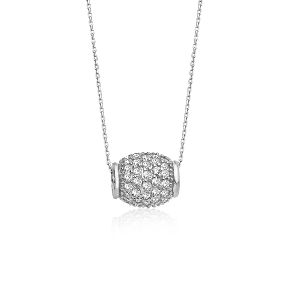 14 Ayar Mikron Kaplama Taşlı Yuvarlanan Fıçı Formlu Modern Gümüş Kolye - CNS00666 - Resim 6