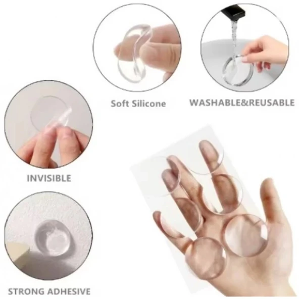 Şeffaf Silikon Mobilya ve Kapı Durdurucu Darbe Pedi 6'lı Set - 5