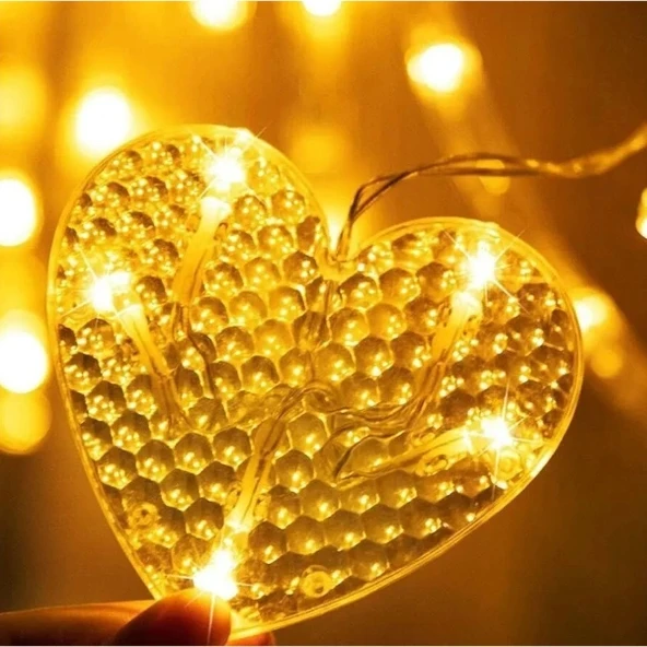 Kalp Perde Led Işık 3m 6 Sıra 12 Adet Gün Işığı - 2