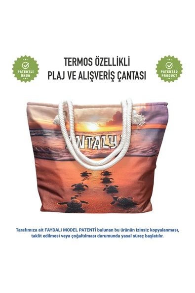 Termal Isı Yalıtımlı, Sıcak ve Soğuk Muhafazalı Kadın Çanta-Caretta Desen ürün görseli