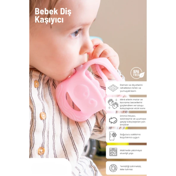 Pembe Bebek Silikon Diş Kaşıyıcı - 3