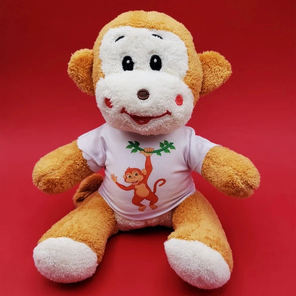 MDB Tişörtlü Sevimli Peluş Maymun - Resim 2