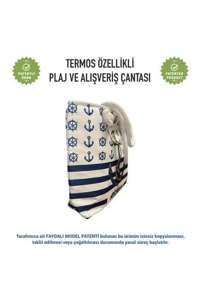 Termal Isı Yalıtımlı, Sıcak ve Soğuk Muhafazalı Kadın Çanta-Çapa Desen - Resim 3