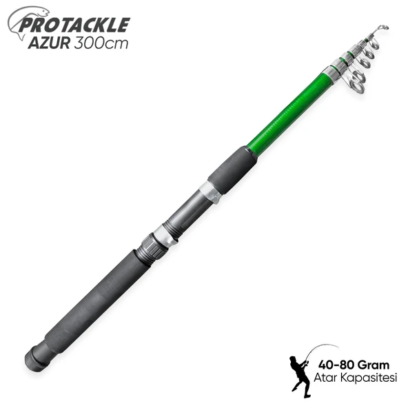 Teleskopik Olta Kamışı - Azur - 300cm - 40/80 Gr - Yeşil - Protackle ürün görseli 1