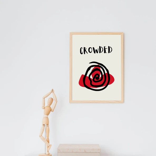 Kırmızı Siyah Kalabalık Duvar Tablosu Çerçeveli 3'lü Set Ahşap Renk 35 x 50 Boyut/Ebat - Resim 4