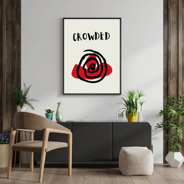 Kırmızı Siyah Kalabalık Duvar Tablosu Çerçeveli 3'lü Set Siyah Renk 21 x 30 Boyut/Ebat - 4