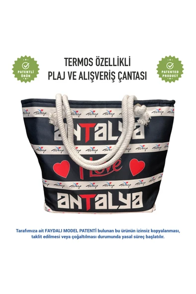 Termal Isı Yalıtımlı, Sıcak ve Soğuk Muhafazalı Kadın Çanta - Love Antalya Desen ürün görseli