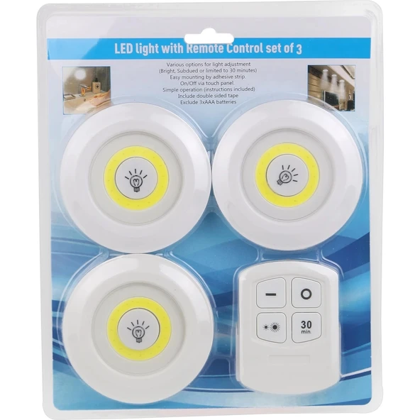MDB Uzaktan Kumandalı Yapışkanlı 3'lü Led Spot Lamba - Resim 2