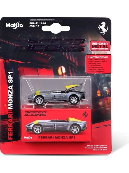 Maisto 1:64 Speed Icons - Ferrari Monza Sp1 Gümüş - 5