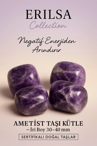 Sertifikalı Doğal Ametist Taşı Kütle İri Boy 30-40 mm – Negatif Enerjiden Arındırır ürün görseli