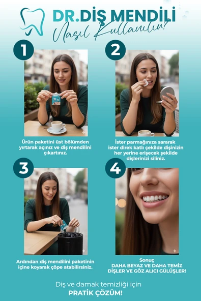 Dr. Diş Mendili Nane - Karanfil Özlü Diş Beyazlatma ve Diş Temizleme Mendili 14'lü - 2