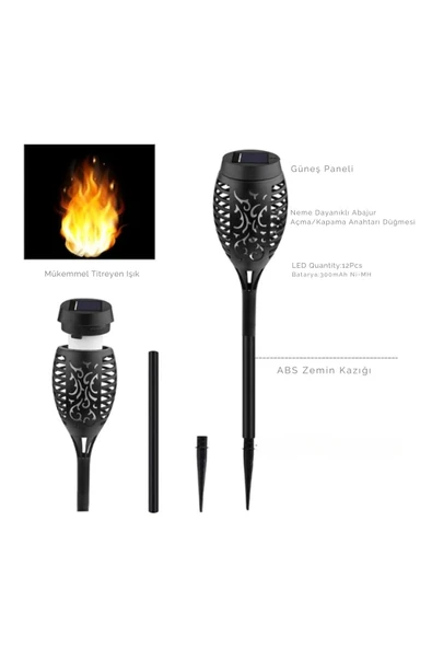 MDB Solar Alev Efektli Bahçe Lambası - Resim 5