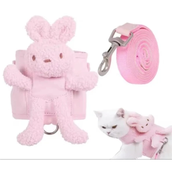 Evcil Hayvan Peluş Ayıcıklı Göğüs Gezdirme Tasması Set - 2