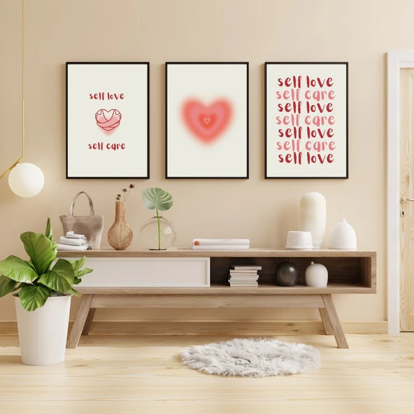 Self Love Care  Duvar Tablosu Çerçeveli 3'lü Set Siyah Renk 35 x 50 Boyut/Ebat ürün görseli