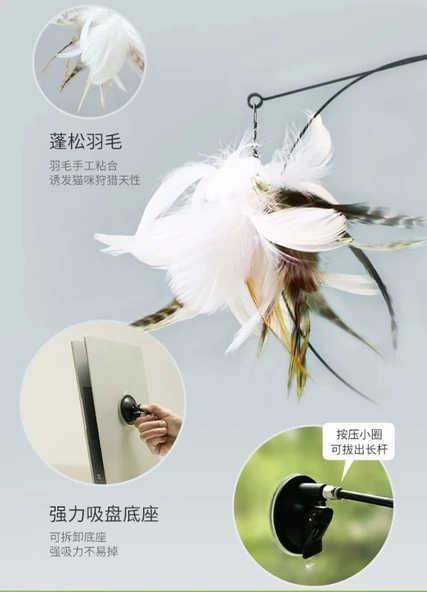 Vantuzlu Tüylü Zilli Kedi Oyun Oltası - Resim 5