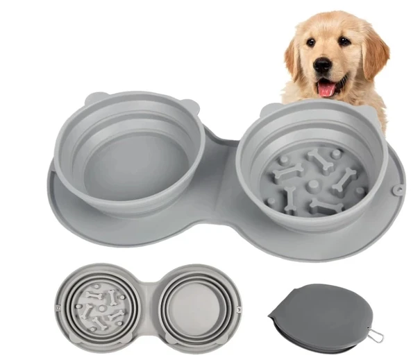 MDB Mikopet Katlanabilir İkili Mama ve Su Kabı ürün görseli 1