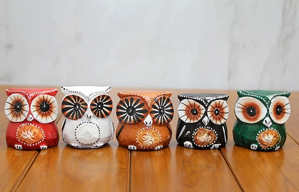 MDB Ahşap 5'li Baykuş Seti Model 3 ürün görseli 1