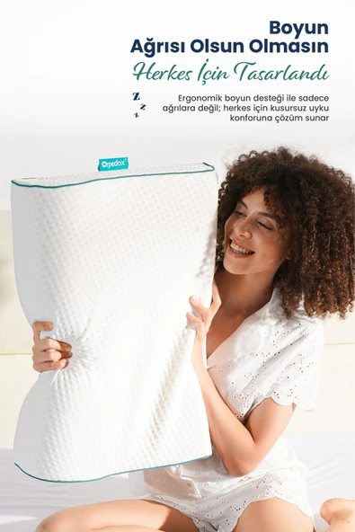 Çift Boyun Destekli Ortopedik Visco Yastık 52x32x12-10cm - 4