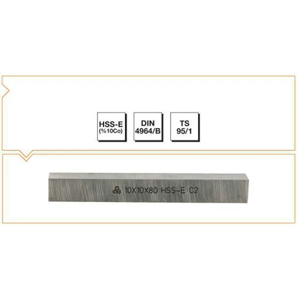 Makina Takım 8X8X200 HSS - E (%10Co) DIN 4964/B Kare Kesitli Torna Kalemi - MTE B00400808200 ürün görseli