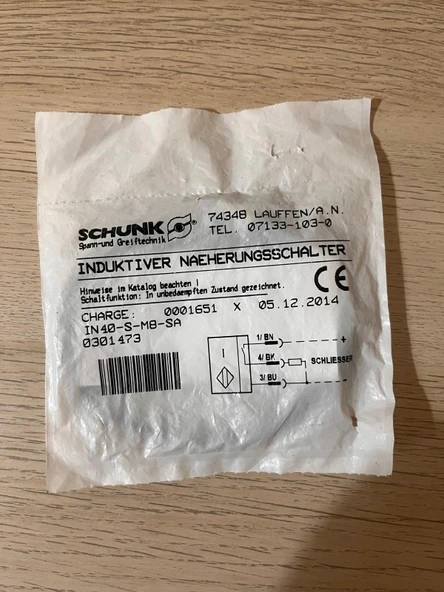 Inductive sensor ın40-s-m8-sa schunk