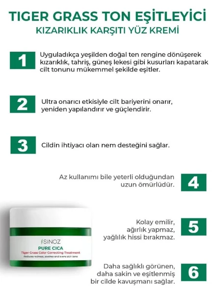 Sinoz Pure Cica Tiger Grass Yüz Kremi 15 ML - Resim 2